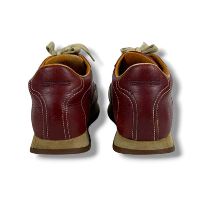 Hermes Quick Low Cut Sneakers Logo Leather Half Bordeaux Wine — view 4