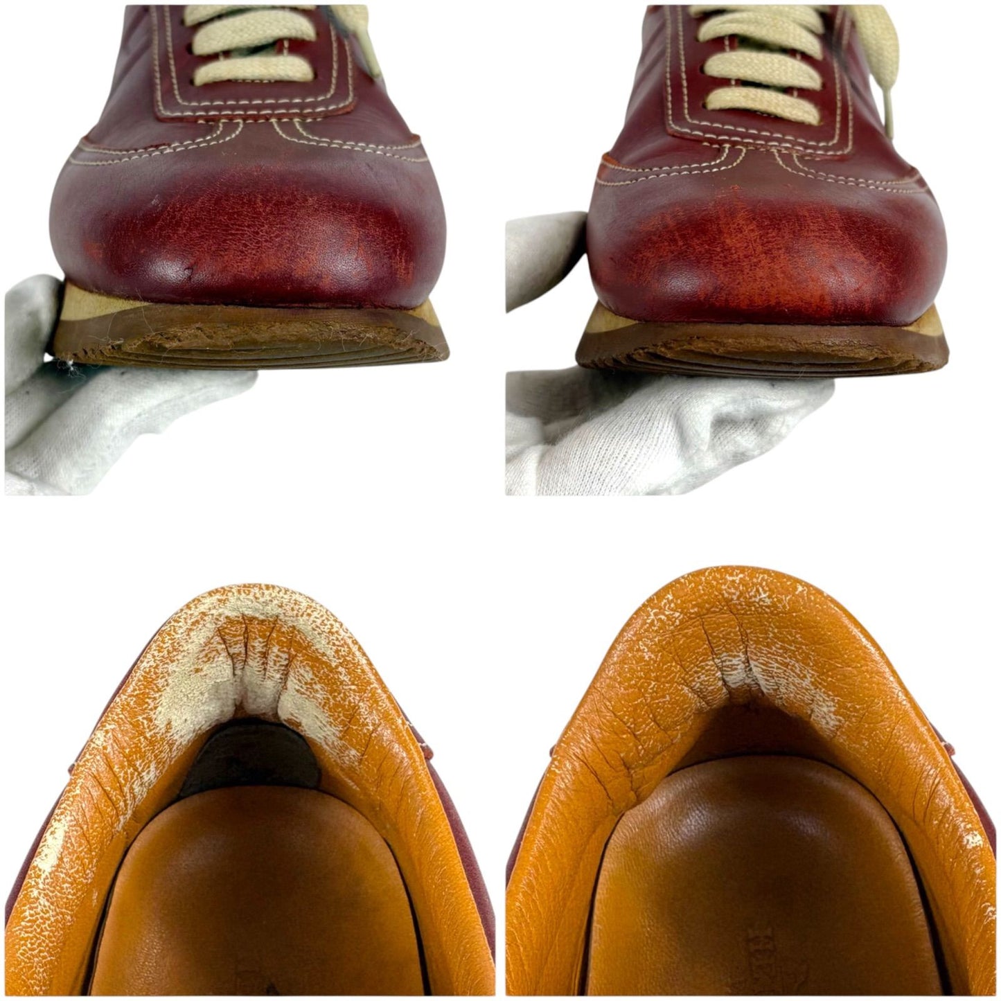 Hermes Quick Low Cut Sneakers Logo Leather Half Bordeaux Wine — view 8