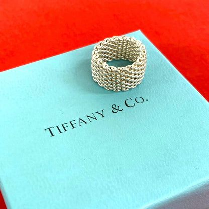 Tiffany & Co Somerset Mesh Ring 925 Sterling Silver