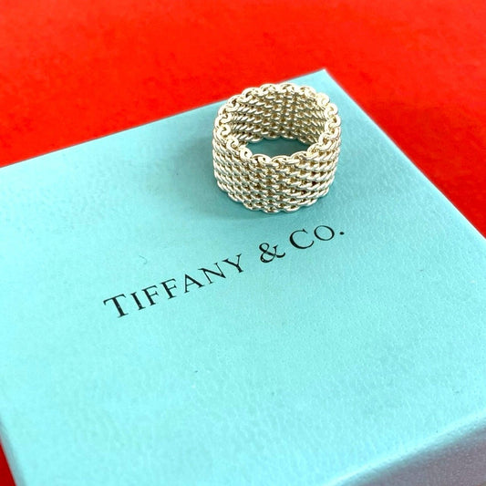 Tiffany & Co Somerset Mesh Ring 925 Sterling Silver