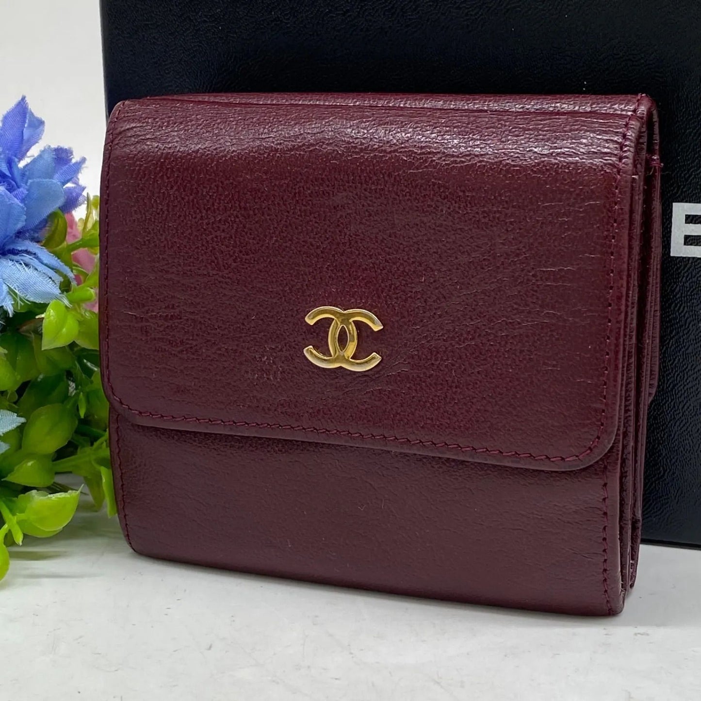 Chanel Wallet Trifold Hook Billfold CC Logo Caviar Leather