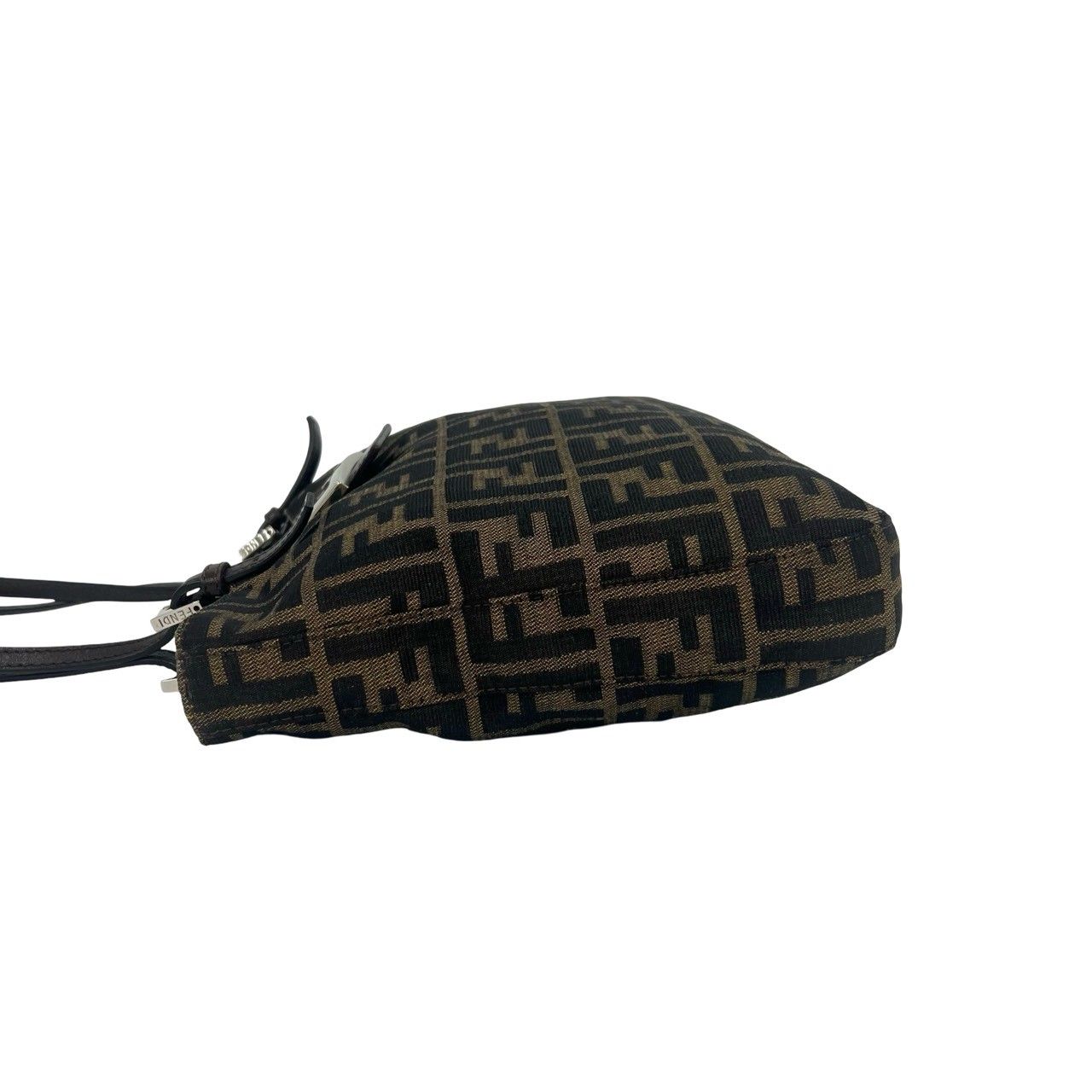 Fendi Zucca FF Pattern Logo Canvas Leather Tote Shoulder Bag Brown Black — view 5