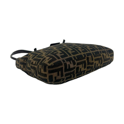 Fendi Zucca FF Pattern Logo Canvas Leather Tote Shoulder Bag Brown Black — view 7