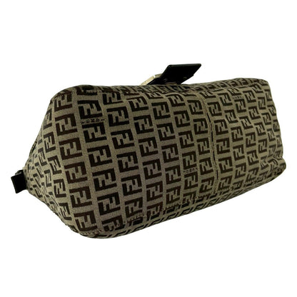 Fendi Zucchino FF Pattern Logo Canvas Leather Shoulder Bag Brown — view 7