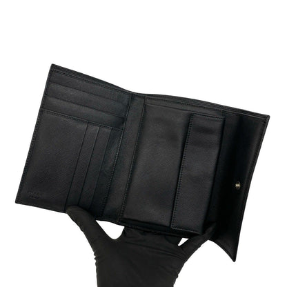 Prada Triangle Logo Saffiano Leather Trifold Wallet Bill Purse Coin Black — view 7