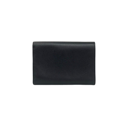 Prada Triangle Logo Saffiano Leather Trifold Wallet Bill Purse Coin Black — view 2