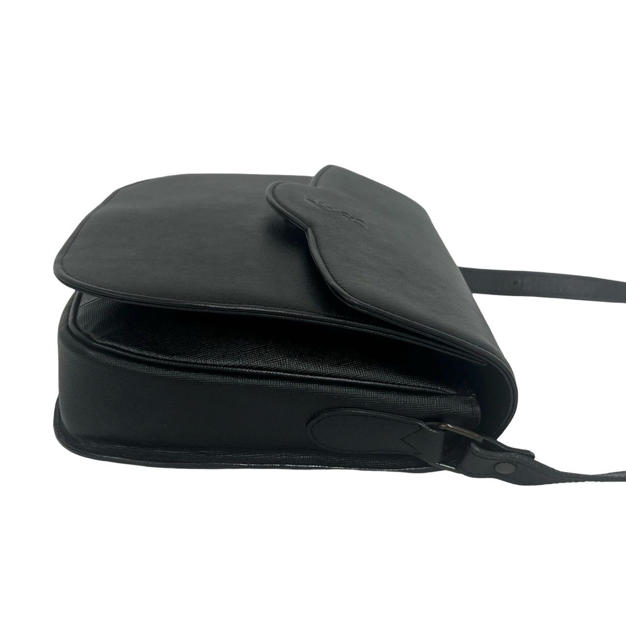 Saint Laurent Yves Vintage YSL Logo Leather Shoulder Bag Pochette Black — view 6