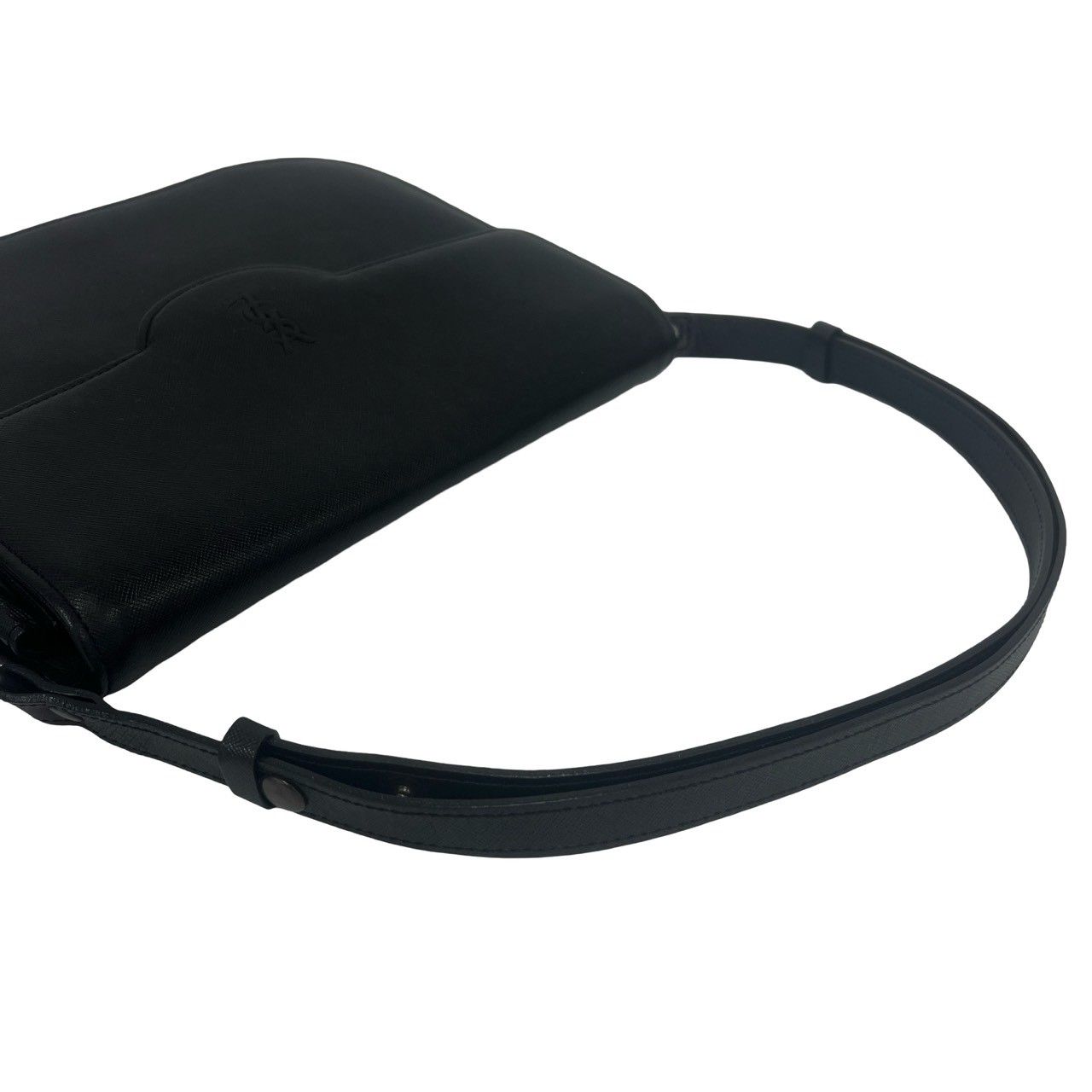 Saint Laurent Yves Vintage YSL Logo Leather Shoulder Bag Pochette Black — view 4