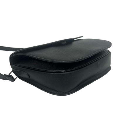 Saint Laurent Yves Vintage YSL Logo Leather Shoulder Bag Pochette Black — view 7