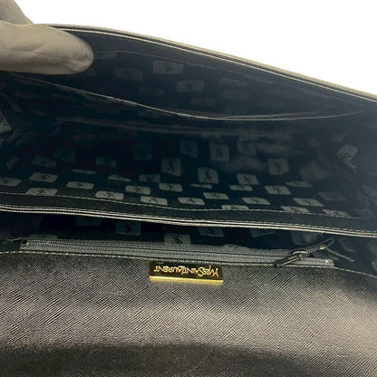 Saint Laurent Yves Vintage YSL Logo Leather Shoulder Bag Pochette Black — view 9