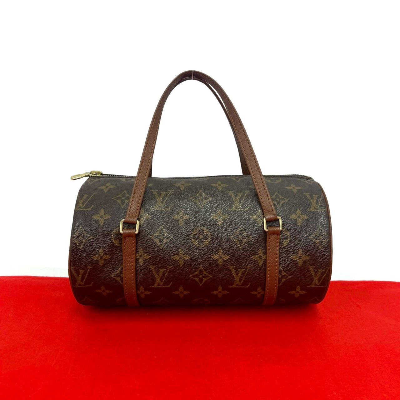 Louis Vuitton Papillon Monogram Leather Mini Boston Bag Brown