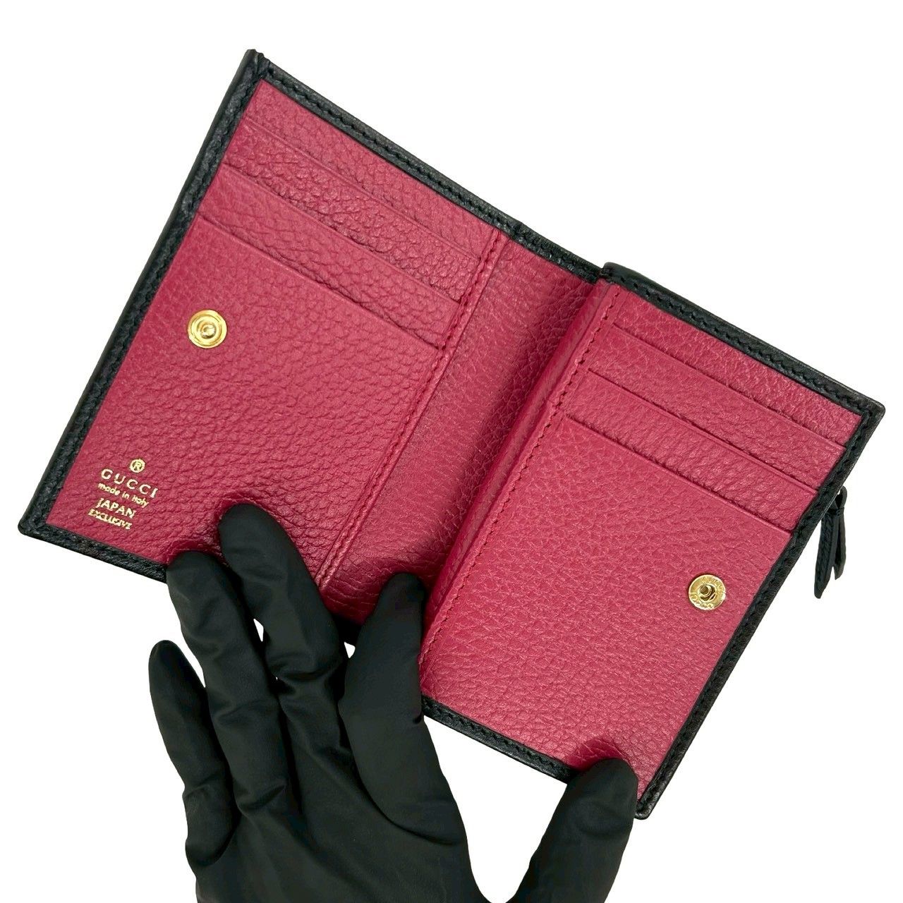 Gucci Double Small Wallet Leather Mini Bifold Black — view 7