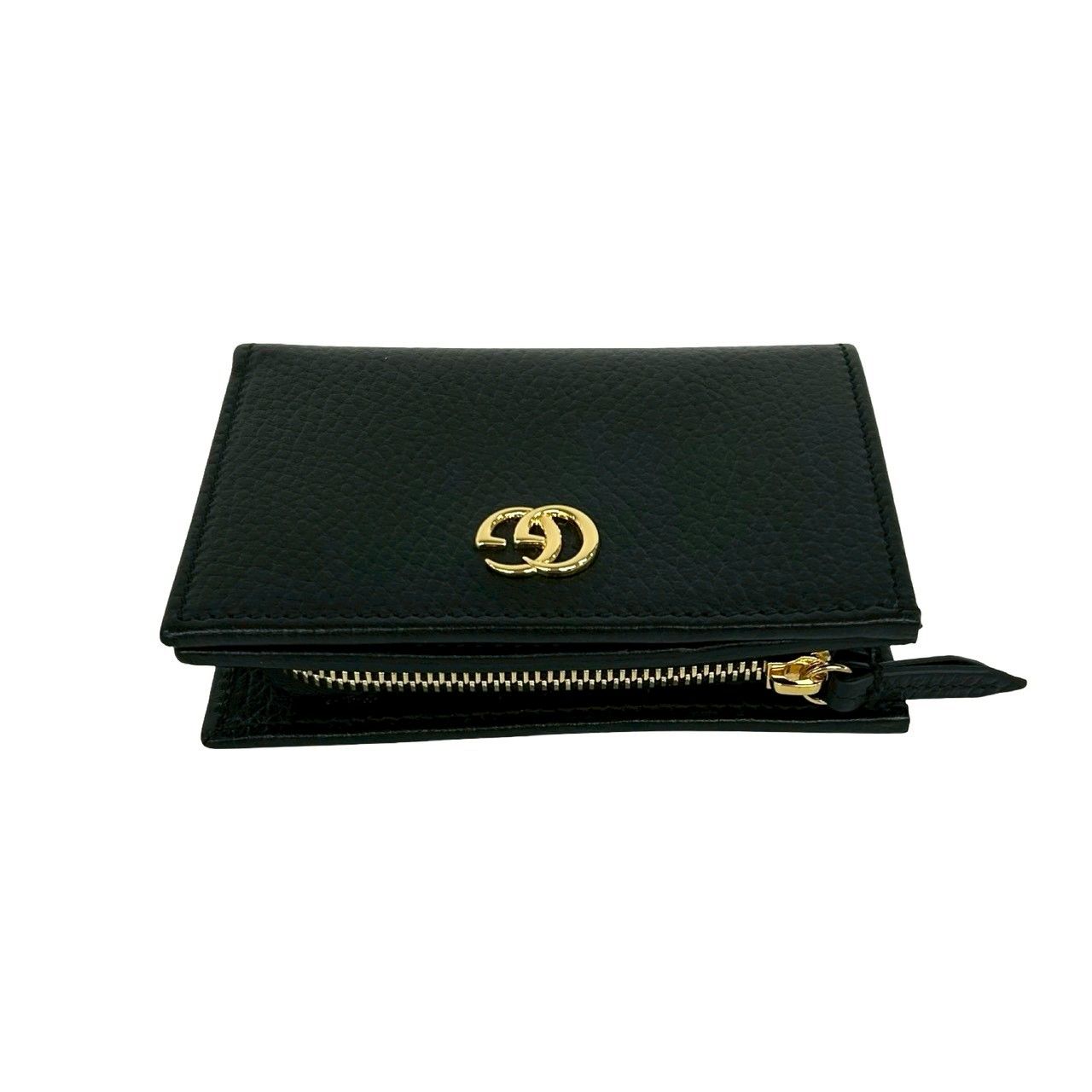 Gucci Double Small Wallet Leather Mini Bifold Black — view 3