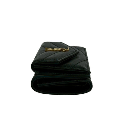 Saint Laurent Paris YSL Logo Leather Trifold Wallet Mini Black — view 5