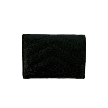 Saint Laurent Paris YSL Logo Leather Trifold Wallet Mini Black — view 2