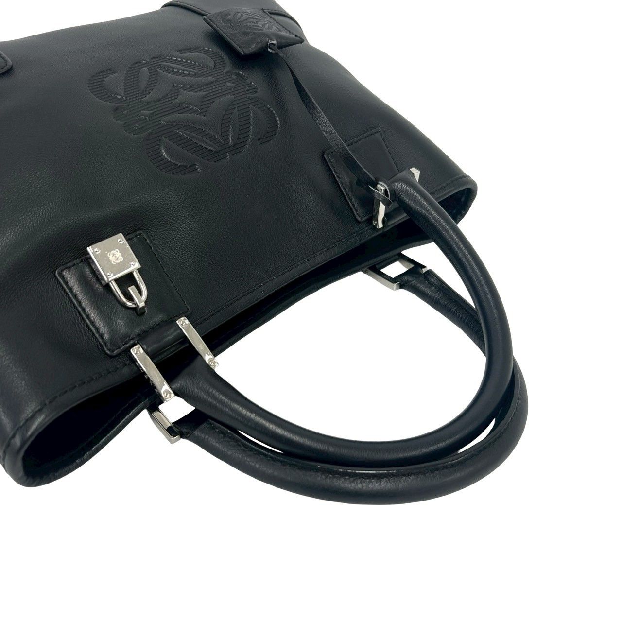 Loewe With Key Anagram Log Leather Handbag Mini Tote Black — view 4