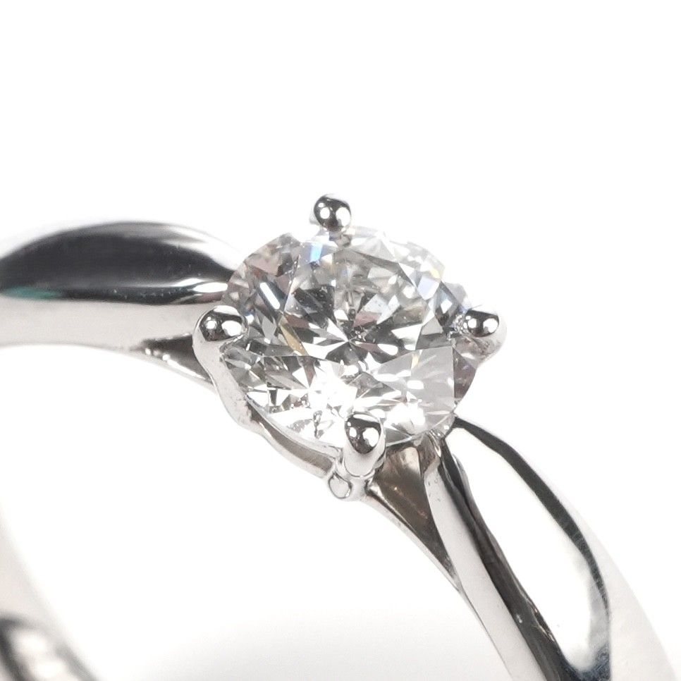 Tiffany & Co Round Brilliant Engagement Ring Platinum Harmony Silver — view 3