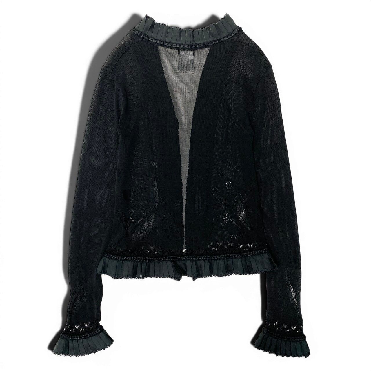 Chanel E8 Knit Cardigan Bolero Lace Floral Pattern 36 Sizes Black 100% Rayon — view 3