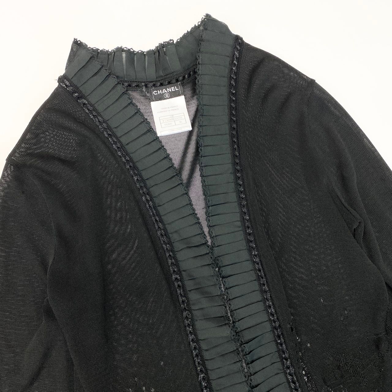 Chanel E8 Knit Cardigan Bolero Lace Floral Pattern 36 Sizes Black 100% Rayon — view 5