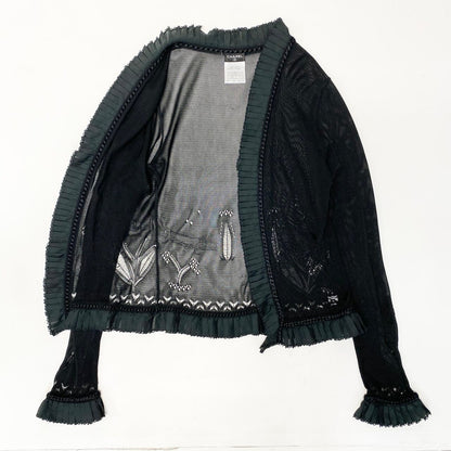 Chanel E8 Knit Cardigan Bolero Lace Floral Pattern 36 Sizes Black 100% Rayon — view 4