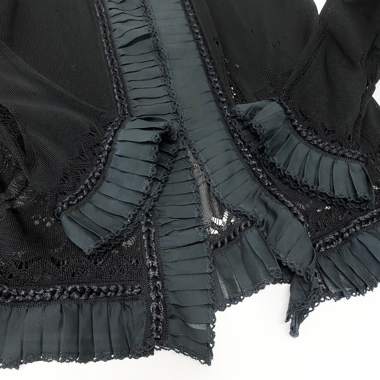 Chanel E8 Knit Cardigan Bolero Lace Floral Pattern 36 Sizes Black 100% Rayon — view 6