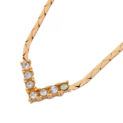Dior Necklace Top Gold Plated Line Stone