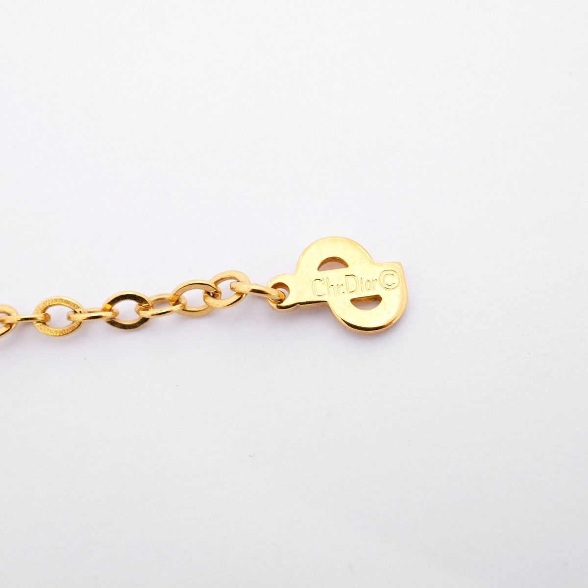 Dior Necklace Top Gold Plated Line Stone — view 5