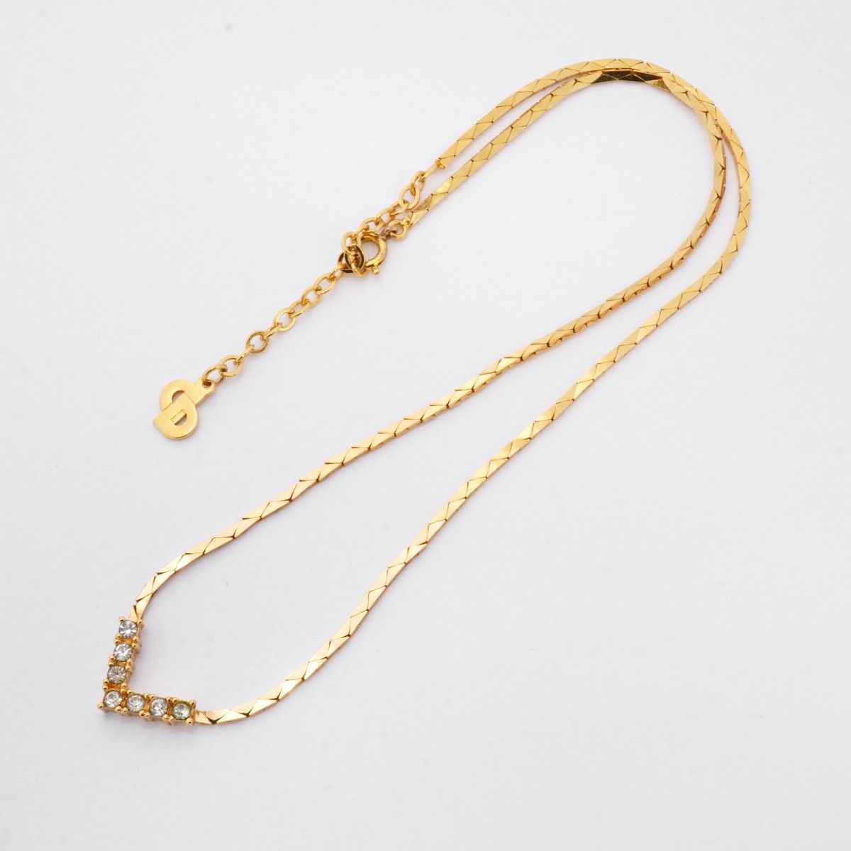 Dior Necklace Top Gold Plated Line Stone — view 3