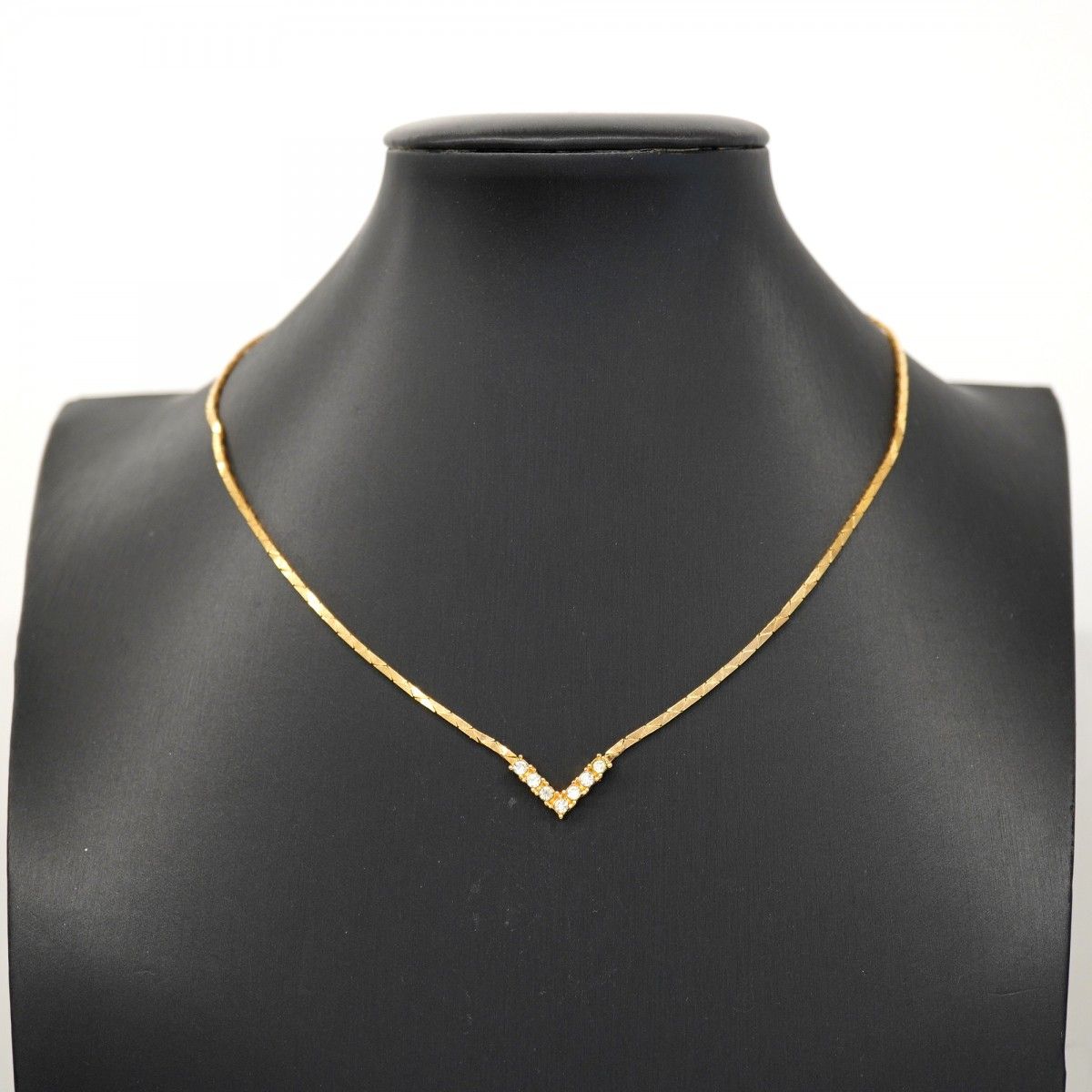 Dior Necklace Top Gold Plated Line Stone — view 6
