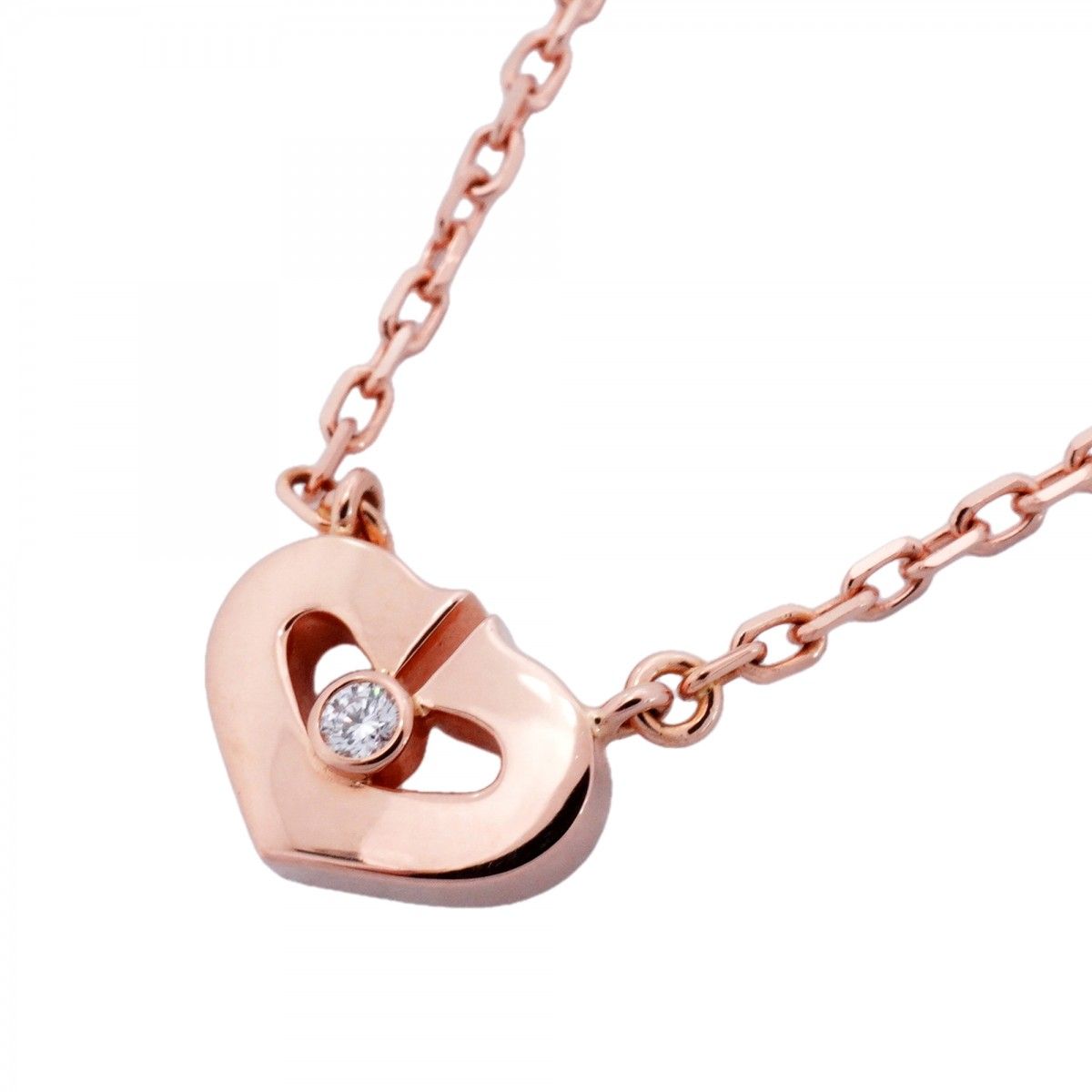 Cartier Necklace C Heart 18k Pink Gold Diamond