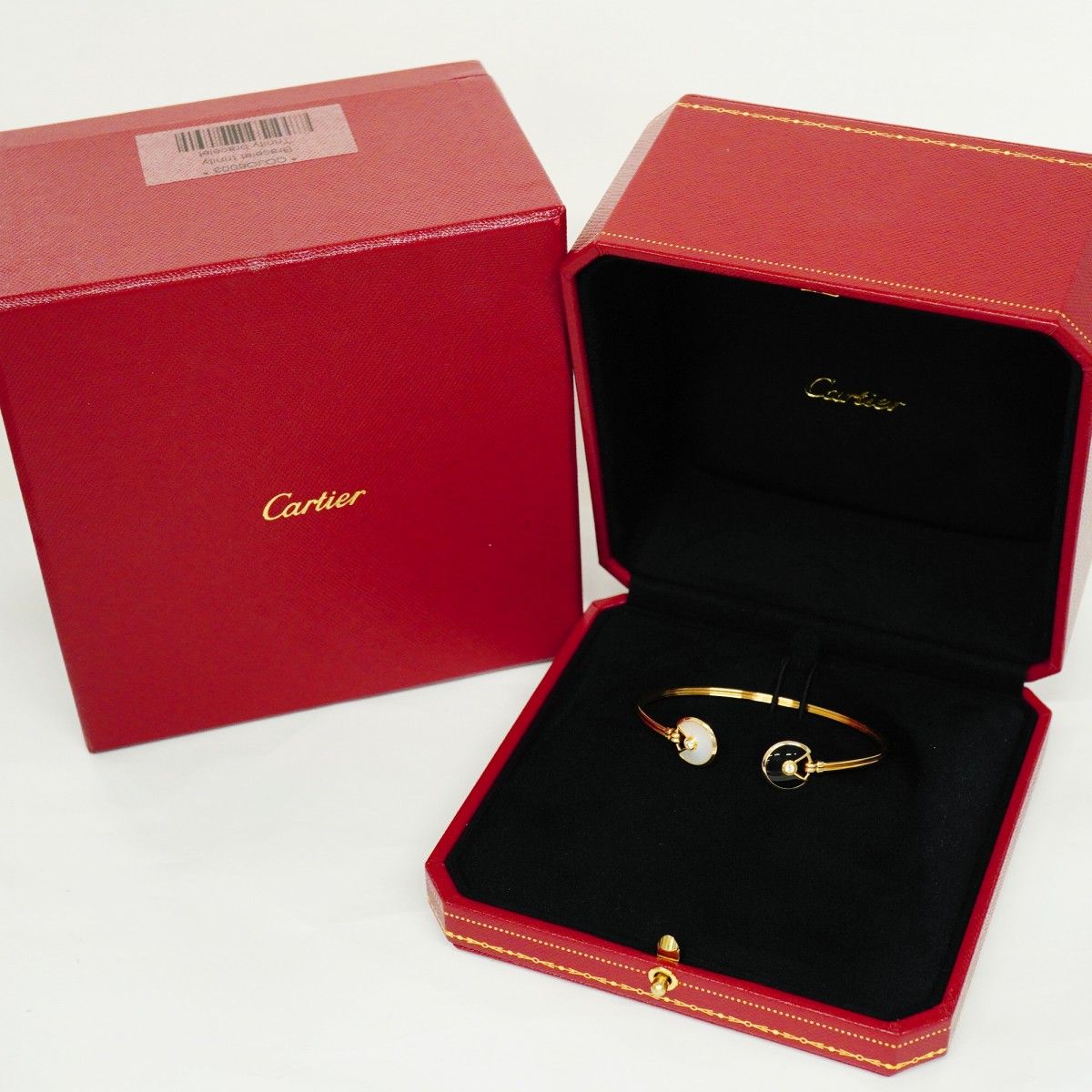 Cartier Bangle Amulet 18k Pink Gold Diamond Onyx Mother of Pearl Black Cles — view 7