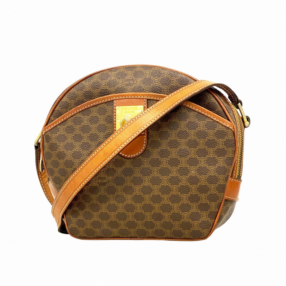 Celine Shoulder Bag Macadam Brown Gold