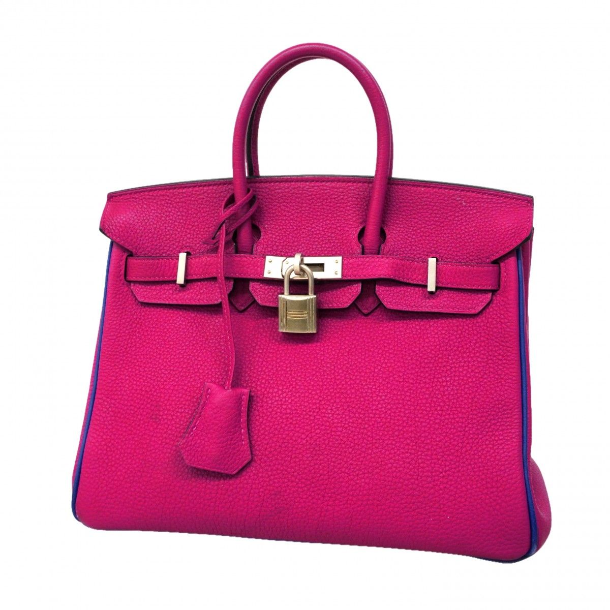 Hermes Handbag Birkin 25 Togo Rose Purple Blue Royale Silver
