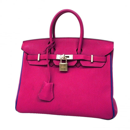 Hermes Handbag Birkin 25 Togo Rose Purple Blue Royale Silver
