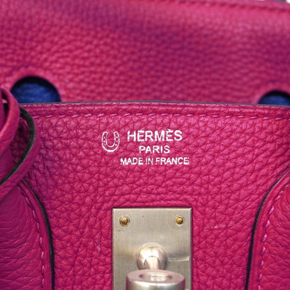 Hermes Handbag Birkin 25 Togo Rose Purple Blue Royale Silver — view 5