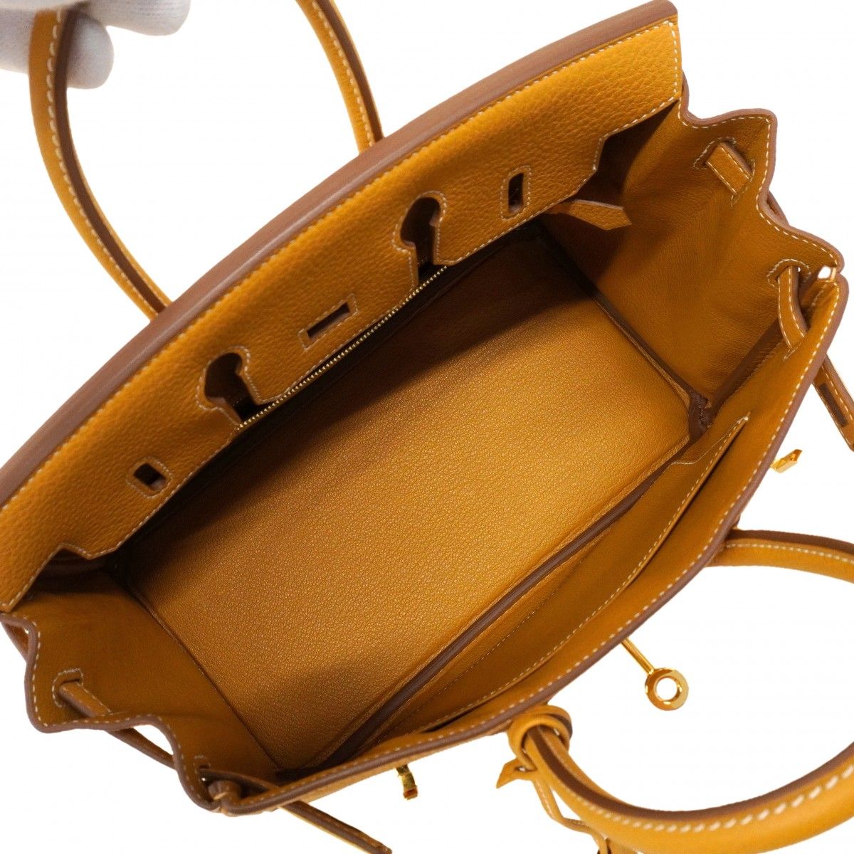 Hermes Handbag Birkin 25 Togo Natural Sable Gold — view 4