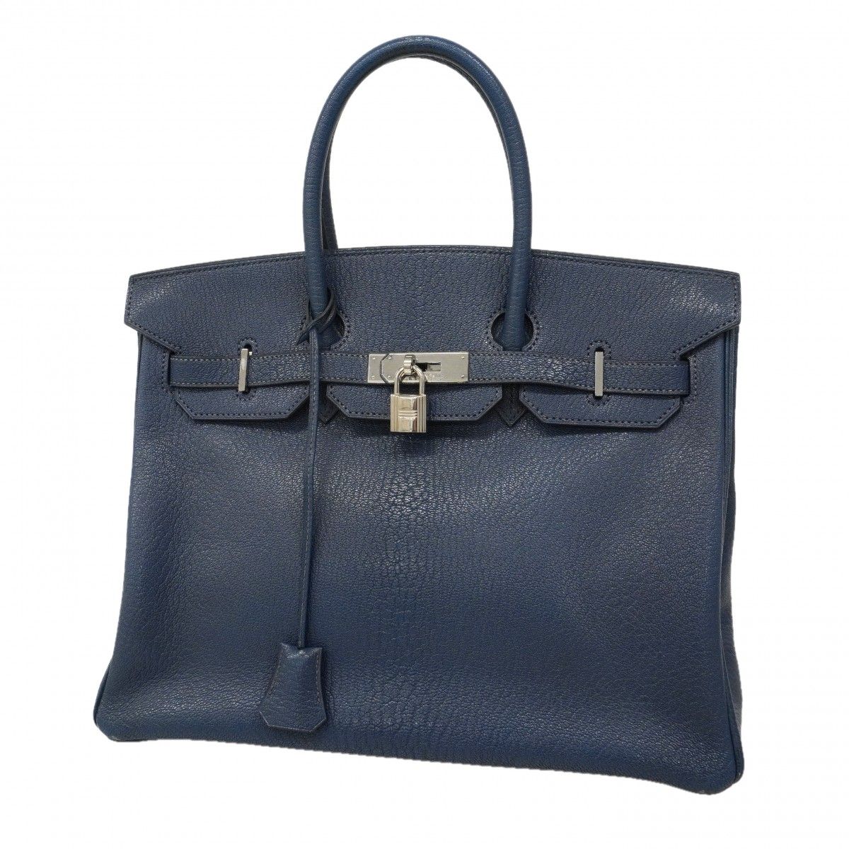 Hermes Handbag Birkin 35 Coromandel Blue Navy Silver