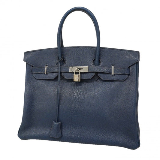 Hermes Handbag Birkin 35 Coromandel Blue Navy Silver