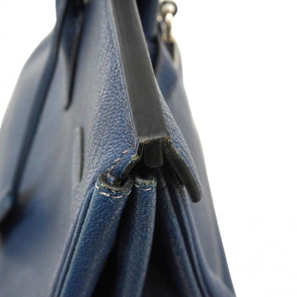 Hermes Handbag Birkin 35 Coromandel Blue Navy Silver — view 9