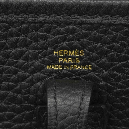 Hermes Shoulder Bag Evelyne TPM Taurillon Clemence Black Gold — view 5
