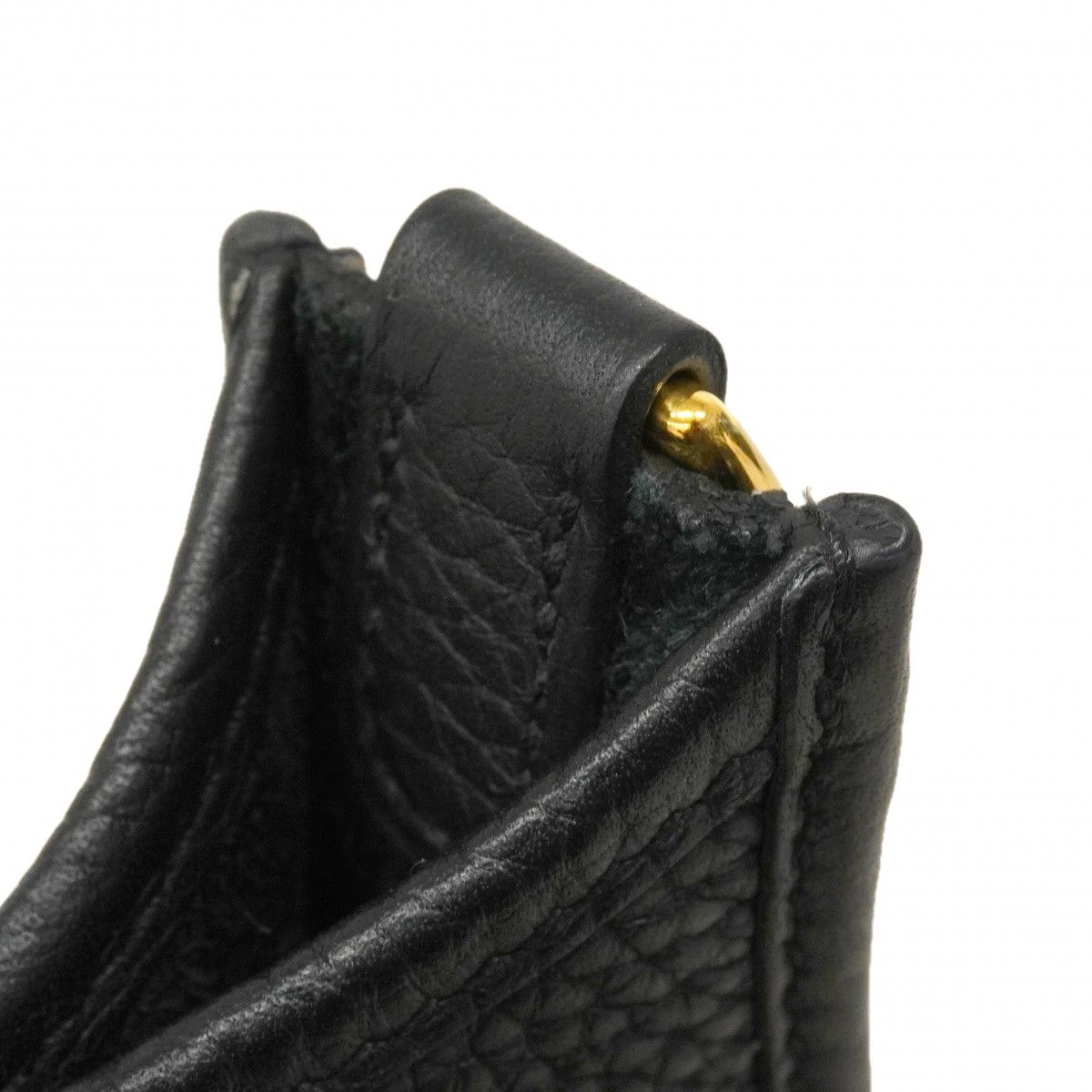Hermes Shoulder Bag Evelyne TPM Taurillon Clemence Black Gold — view 7