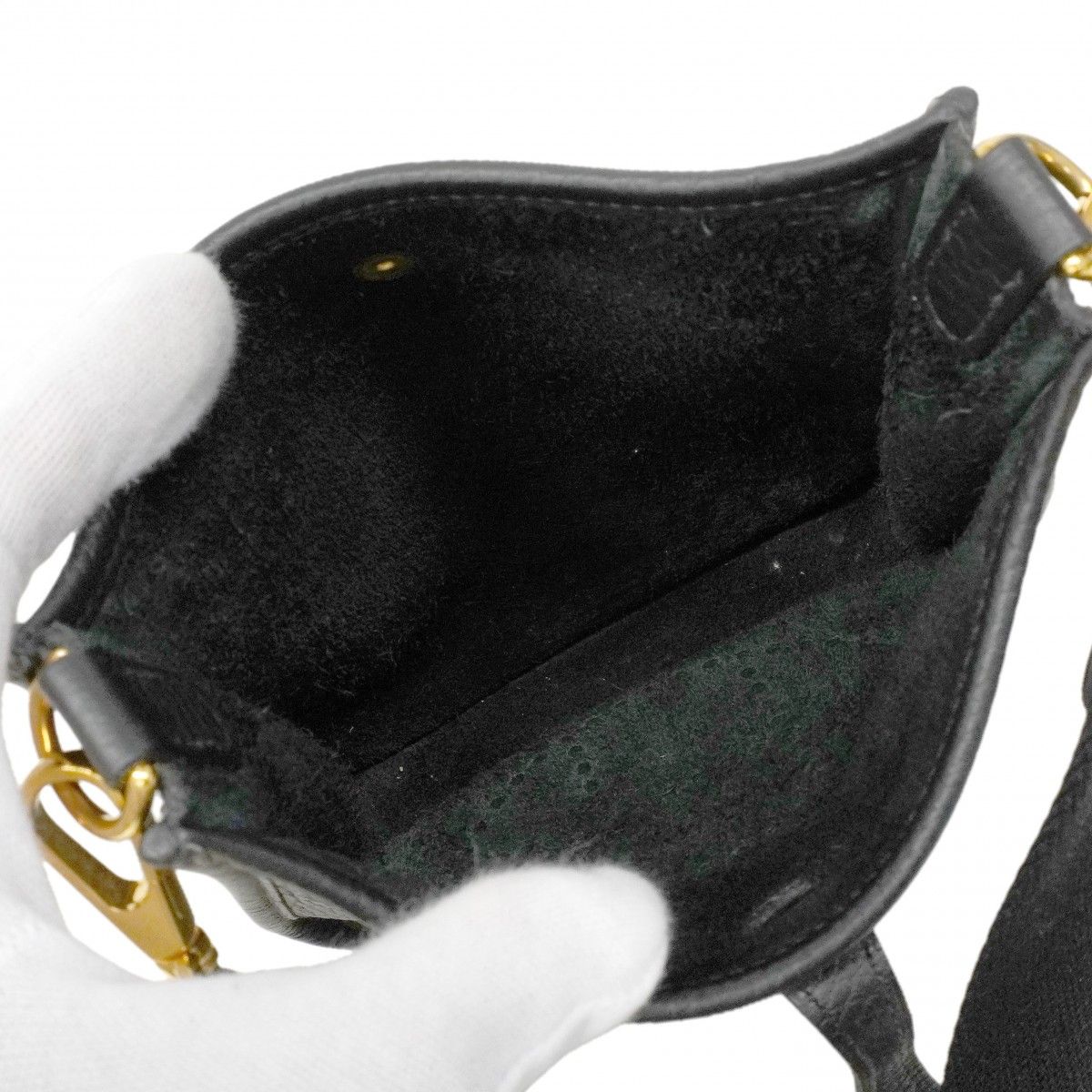 Hermes Shoulder Bag Evelyne TPM Taurillon Clemence Black Gold — view 4