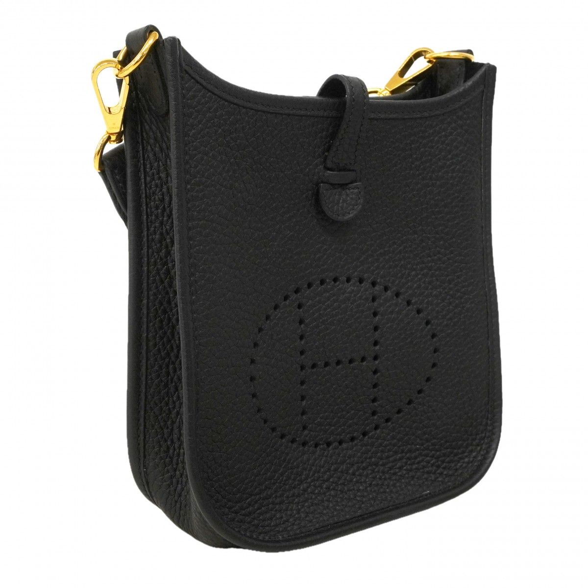 Hermes Shoulder Bag Evelyne TPM Taurillon Clemence Black Gold — view 2