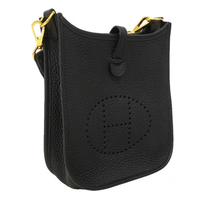 Hermes Shoulder Bag Evelyne TPM Taurillon Clemence Black Gold — view 2