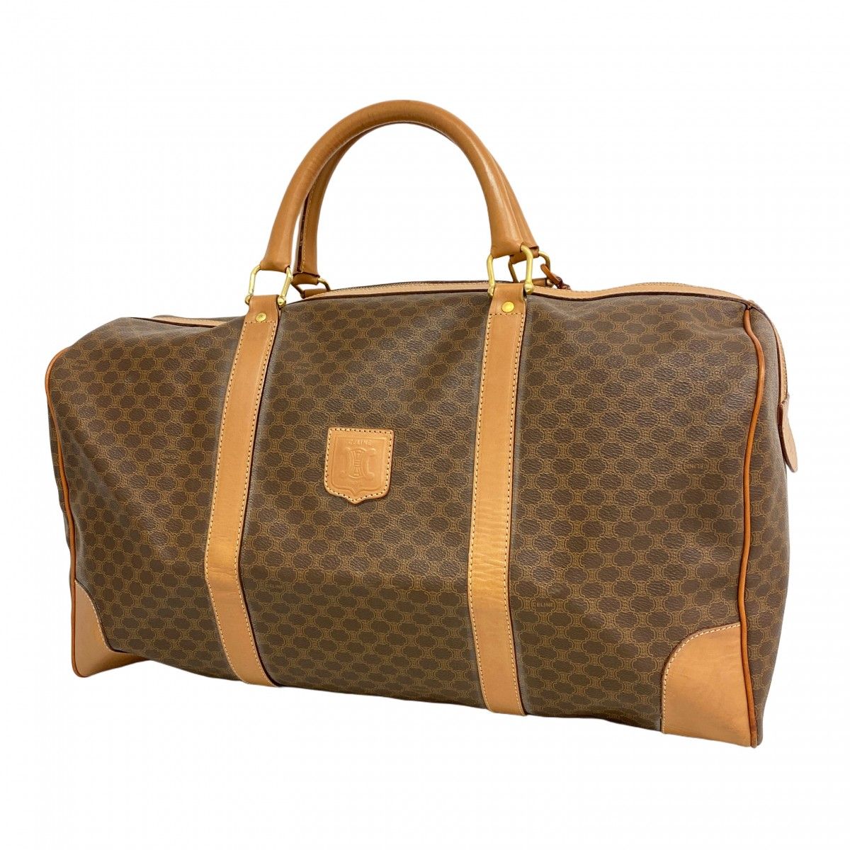 Celine Boston Bag Macadam Brown Gold