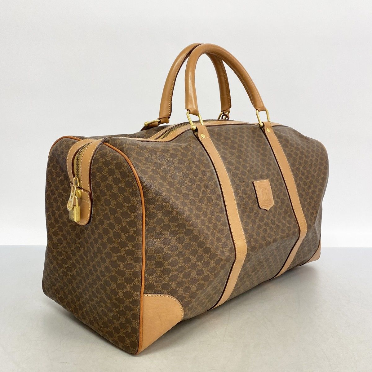 Celine Boston Bag Macadam Brown Gold — view 2