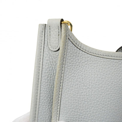 Hermes Shoulder Bag Evelyne TPM Taurillon Clemence Blue Pale Gold — view 7