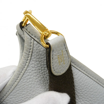 Hermes Shoulder Bag Evelyne TPM Taurillon Clemence Blue Pale Gold — view 9