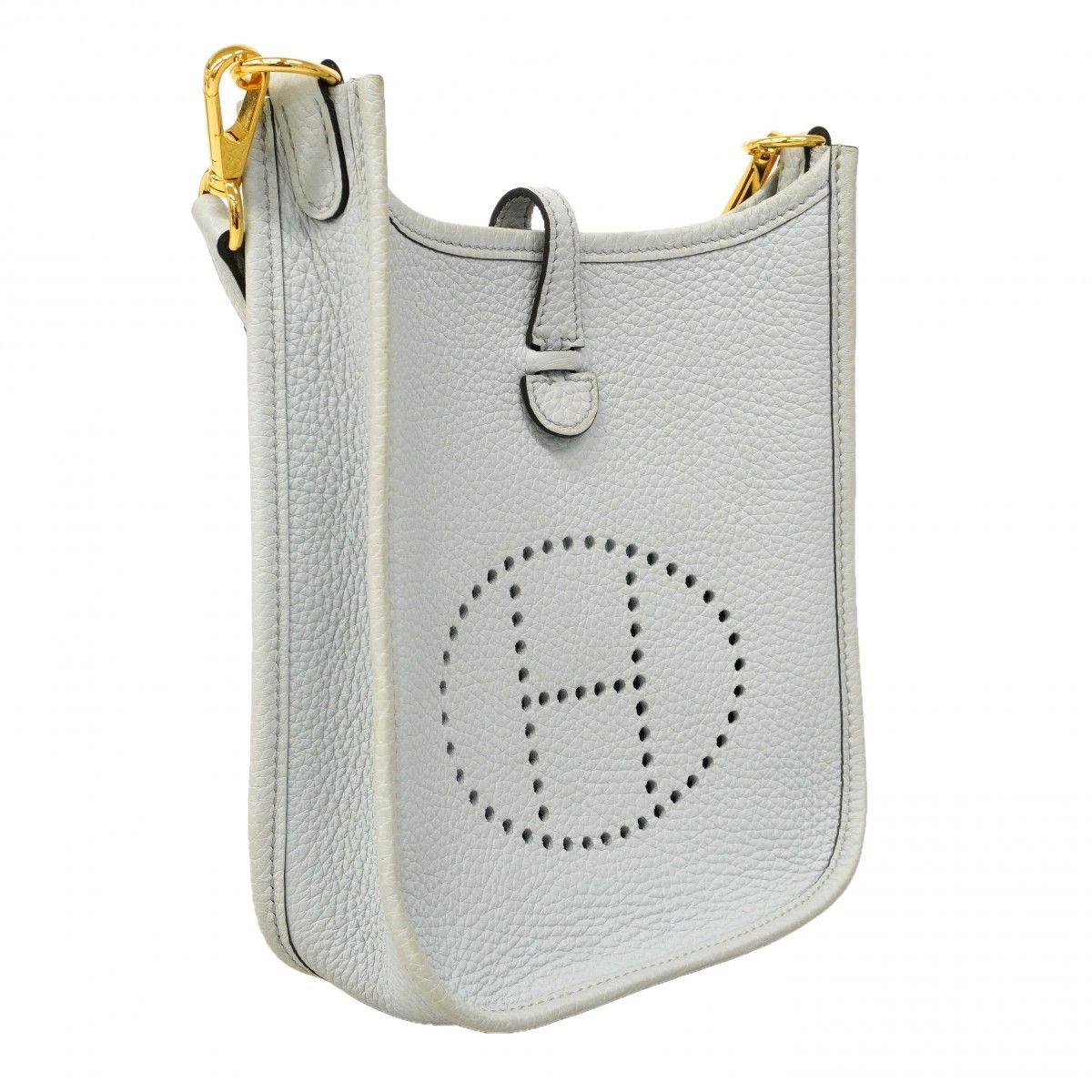 Hermes Shoulder Bag Evelyne TPM Taurillon Clemence Blue Pale Gold — view 2