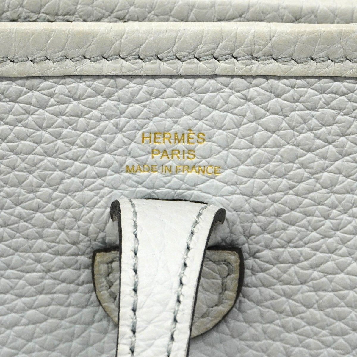 Hermes Shoulder Bag Evelyne TPM Taurillon Clemence Blue Pale Gold — view 5